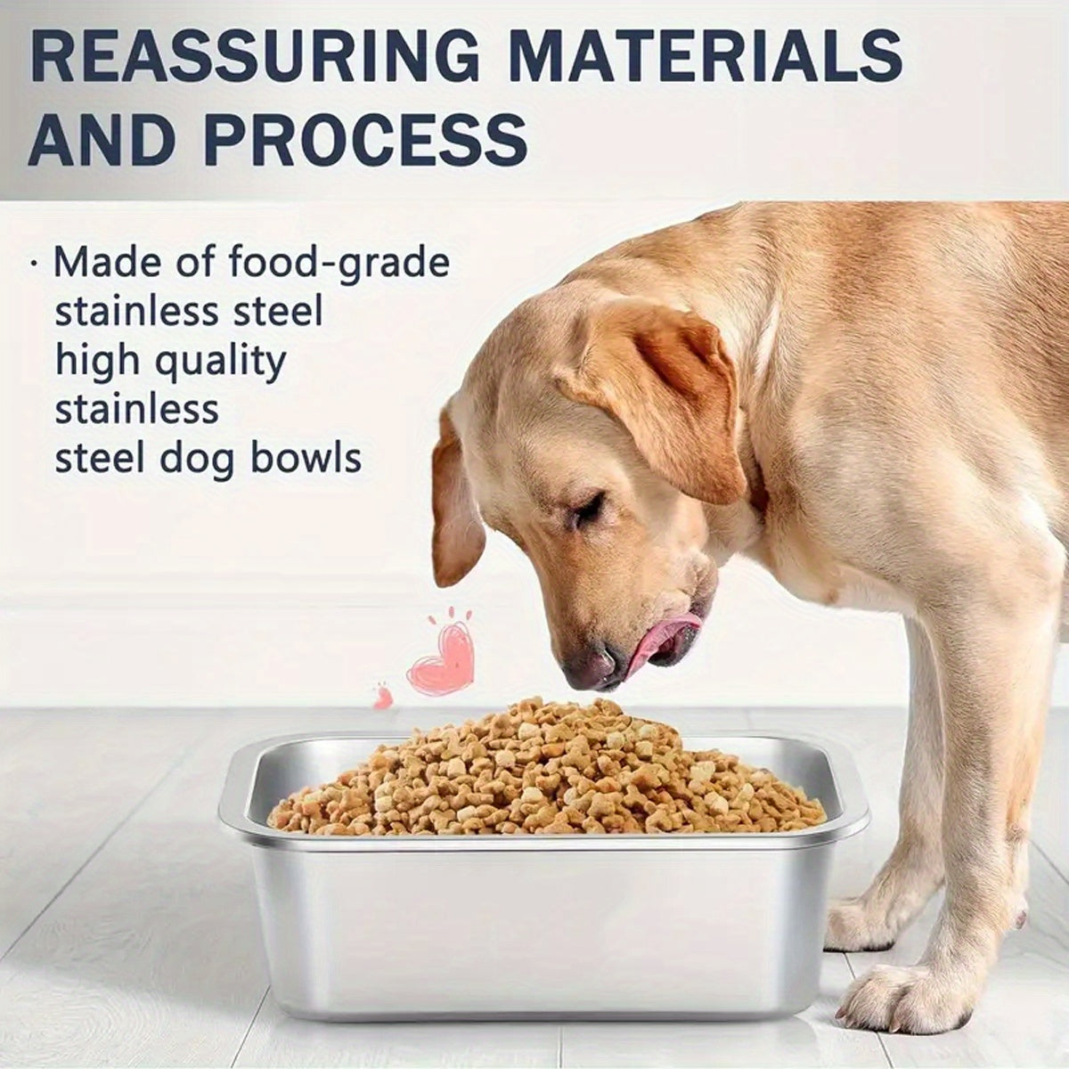 Stainless Steel Large Capacity Dog Bowl Durable Water Drinking Basin for Large Dogs Drop Resistant Food Bowl