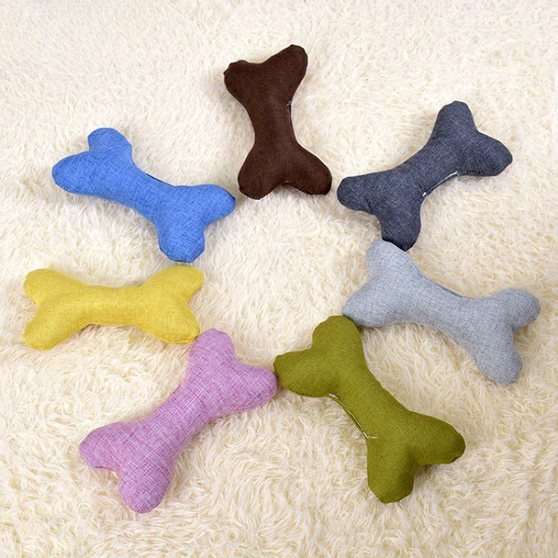 Durable Polyester Blend Plush Pillow Dog Toy Bone-Shaped Pet Chew Bite-Resistant Molar Teeth Cleaning For Dogs Cats