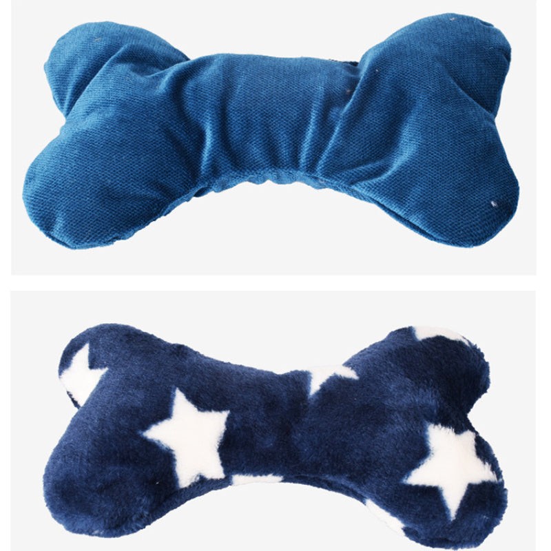 Durable Polyester Blend Plush Pillow Dog Toy Bone-Shaped Pet Chew Bite-Resistant Molar Teeth Cleaning For Dogs Cats