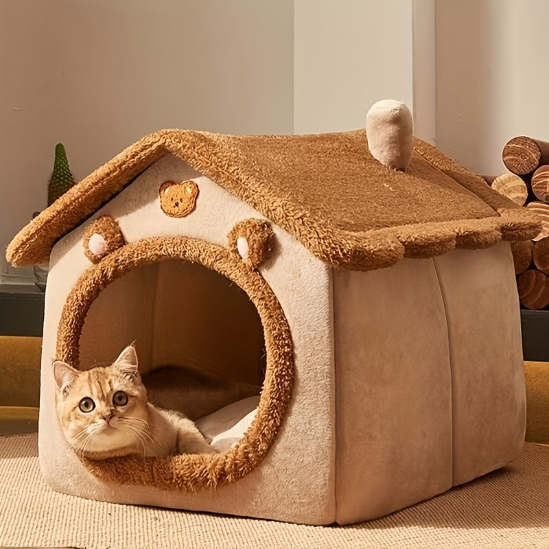 Cozy Cat Bed House Removable Washable Soft Comfortable Puppy Cave Nest Winter Warmth Ideal for Cats and Dogs