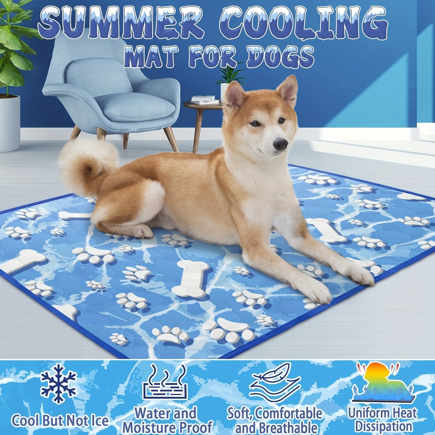 Self-Cooling Dog Pillow and Mat - Ice Silk Fabric for Summer Comfort - Washable and Ideal for Beds, Kennels, Crates, and Car Seats