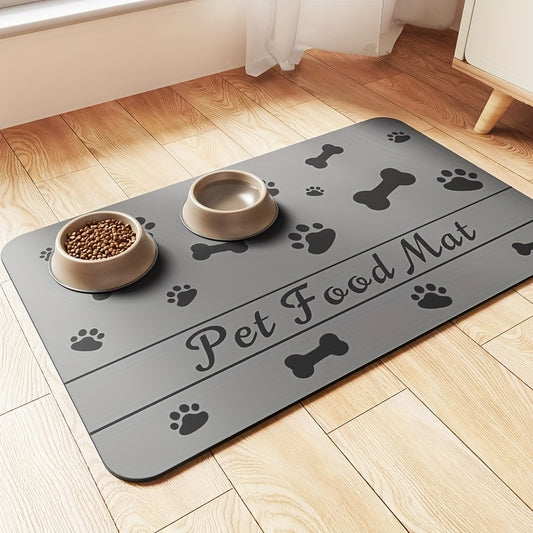 Stain Free Quick Dry Pet Feeding Mat for Food and Water Bowl Non-Slip Indoor Dog Placemat with Absorbent Rubber Material