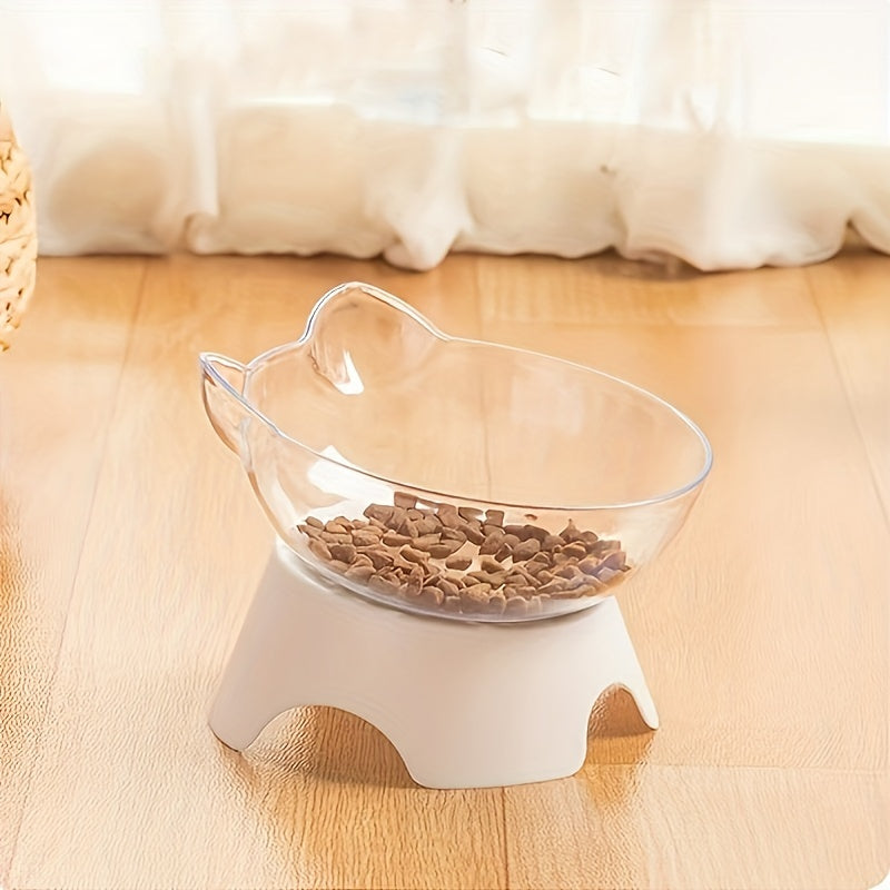 Transparent Elevated Pet Food and Water Bowl for Cervical Spine Protection and Comfort