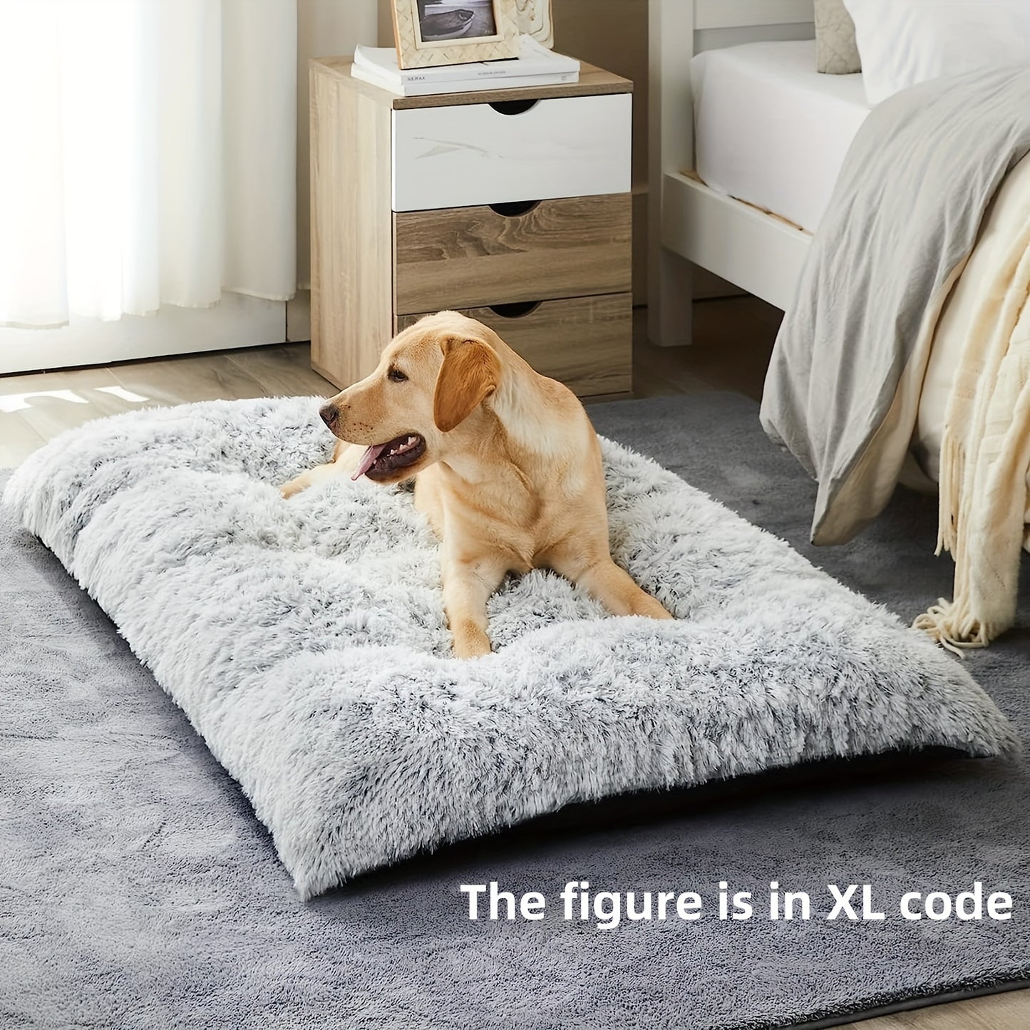 Plush Large Dog Bed for Comfortable Sleep and Anxiety Relief - Washable Kennel Mat with Non-Slip Bottom