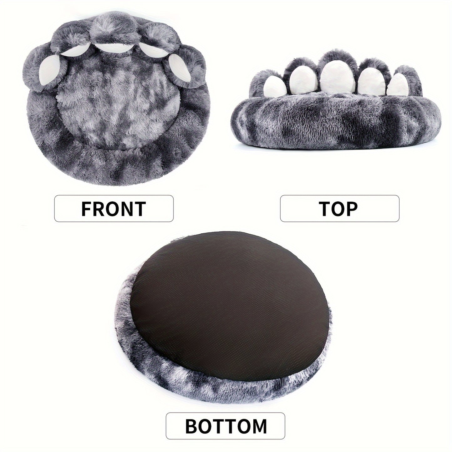 Deep Sleeping Plush Dog Bed in Paw Shape Calming Donut Design for Small Medium Dogs Faux Fur Cat Bed for Deep Sleeping Pet Sofa