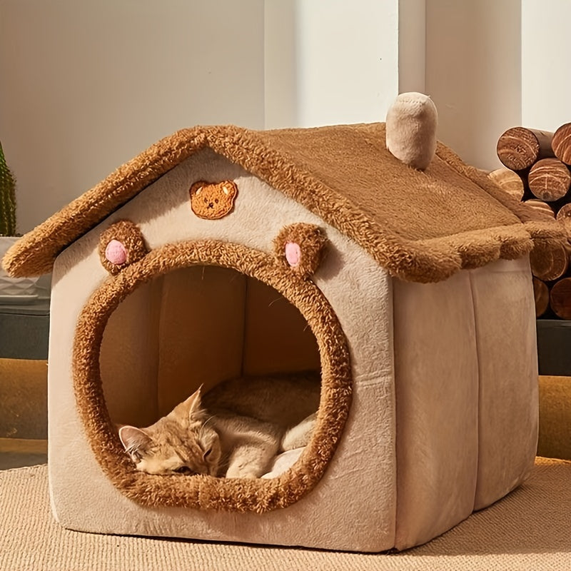 Cozy Cat Bed House Removable Washable Soft Comfortable Puppy Cave Nest Winter Warmth Ideal for Cats and Dogs