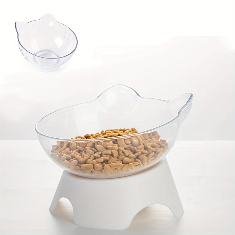 Transparent Elevated Pet Food and Water Bowl for Cervical Spine Protection and Comfort