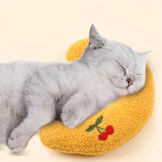 1Pc Cozy U-Shaped Cat Pillow For Deep Sleep - Soft Cotton, Neck Support Crescent Moon Design For Kittens & Small Dogs