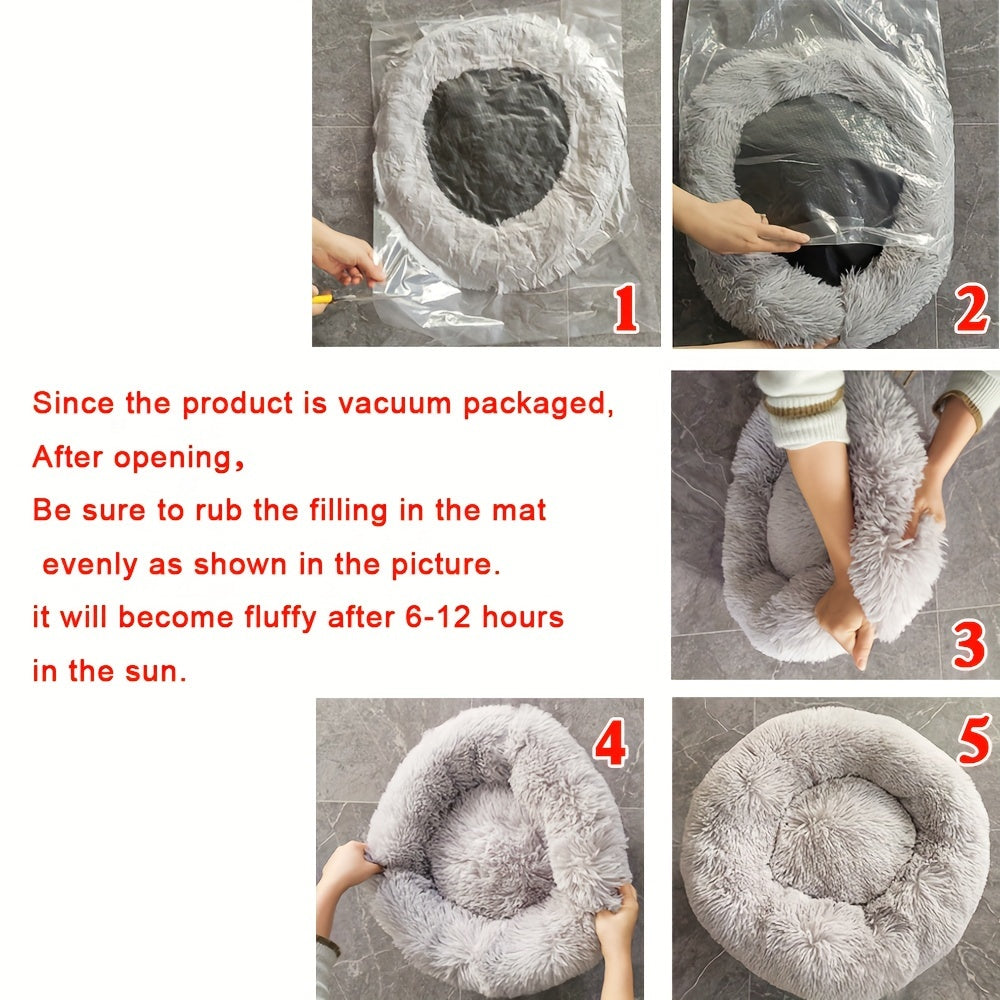 Cozy Donut Pet Bed for Dogs and Cats Soft Warm Indoor Cushion Maximum Comfort