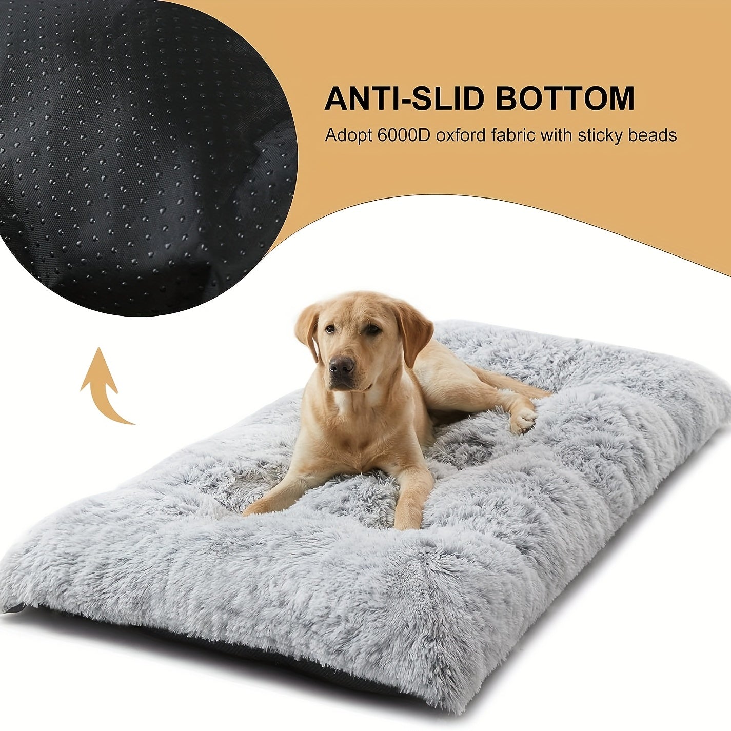 Plush Large Dog Bed for Comfortable Sleep and Anxiety Relief - Washable Kennel Mat with Non-Slip Bottom