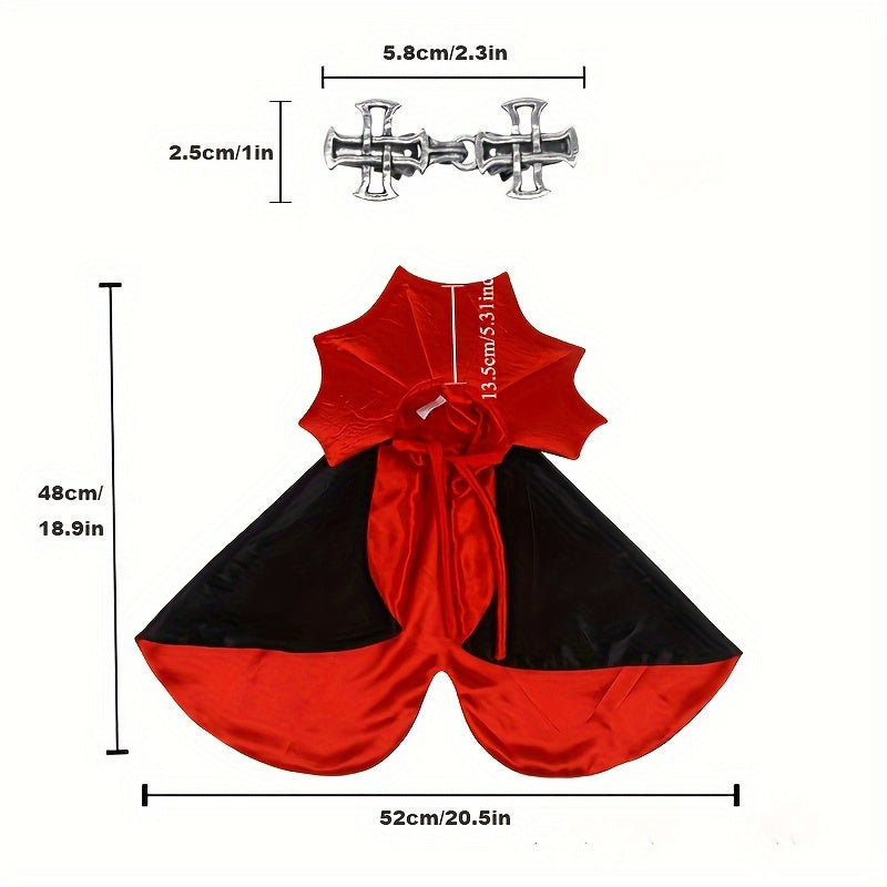 Spooky Halloween Vampire Couture for Cats: 2-Piece Pet Cape & Collar Set - Perfect for Small, Medium, and Large Furry Friends - Fits All Seasons - Vegan Friendly - Stylish and Fun for Parties and Festivals