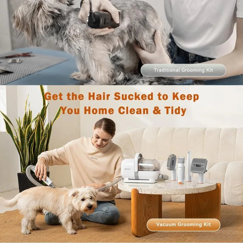 Afloia Dog Grooming Kit, Pet Grooming Vacuum & Dog Clippers & Dog Brush for Shedding with Vacuum Grooming Toolsrooming Supplies