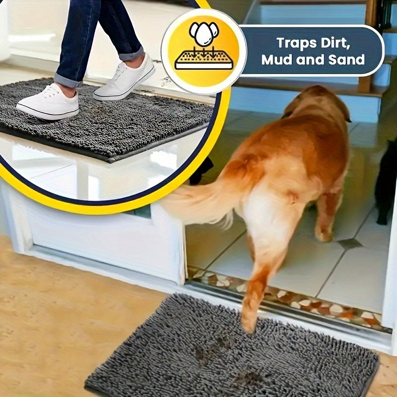 Quick-Dry Microfiber Dog Door Mat Non-Slip Washable Indoor Entry Mat for Clean Floors Absorbs Moisture and Dirt Perfect for Muddy Paws