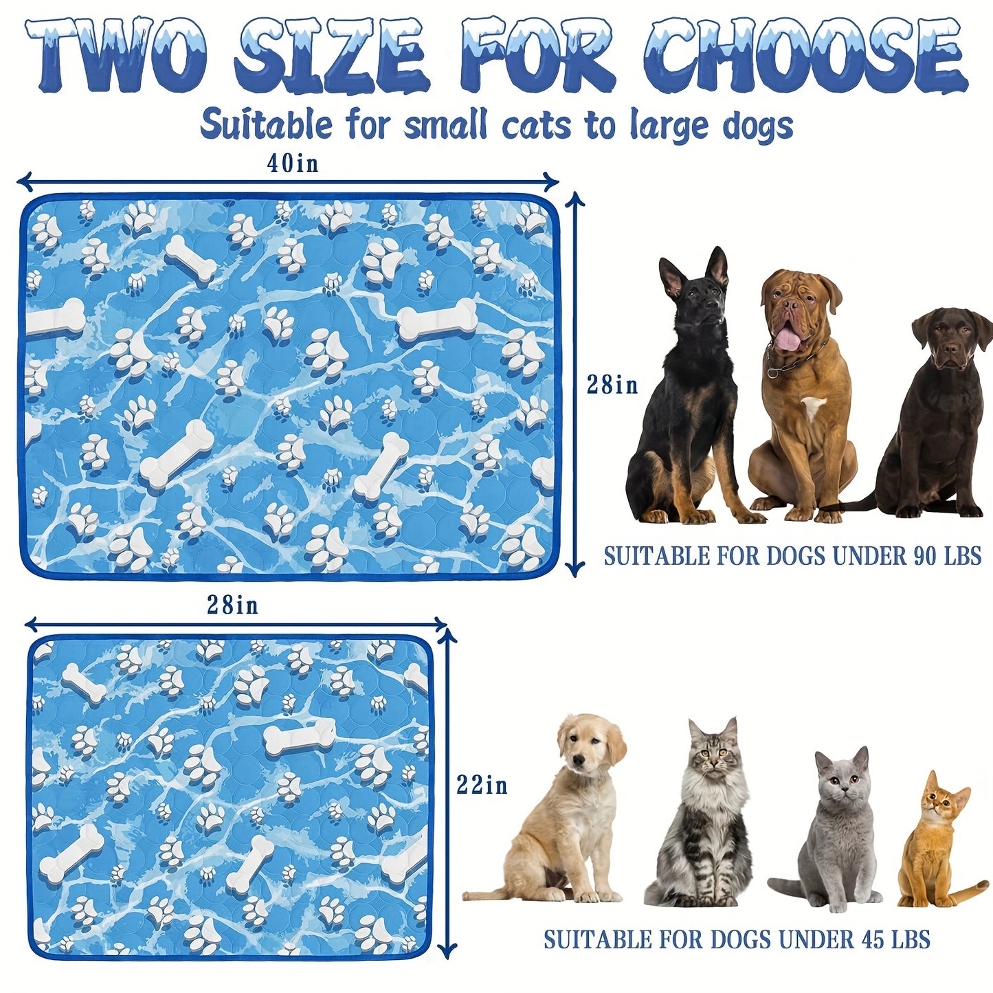 Self-Cooling Dog Pillow and Mat - Ice Silk Fabric for Summer Comfort - Washable and Ideal for Beds, Kennels, Crates, and Car Seats