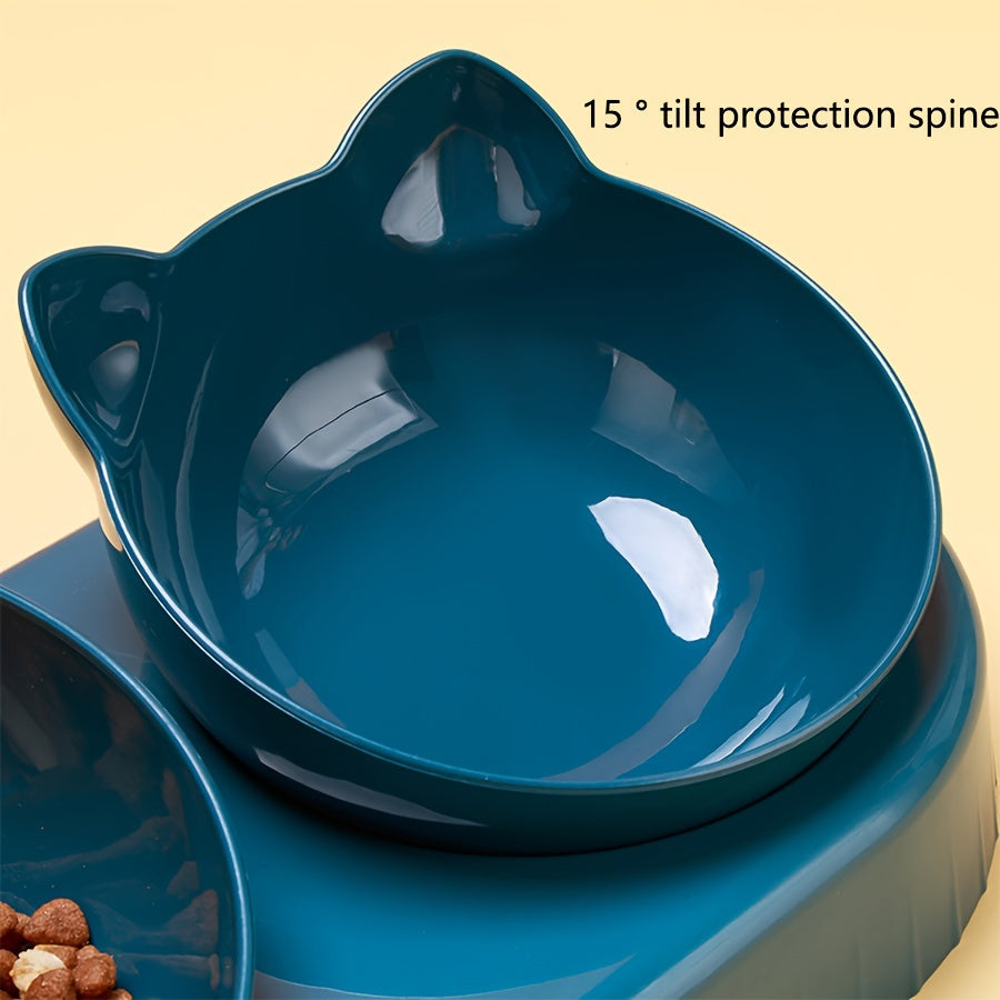 Tilted Pet Bowl Set with Gravity Water Bottle 3 in 1 Design for Cats Dogs Neck Protection Easy Clean Hygienic