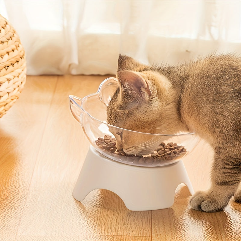 Transparent Elevated Pet Food and Water Bowl for Cervical Spine Protection and Comfort