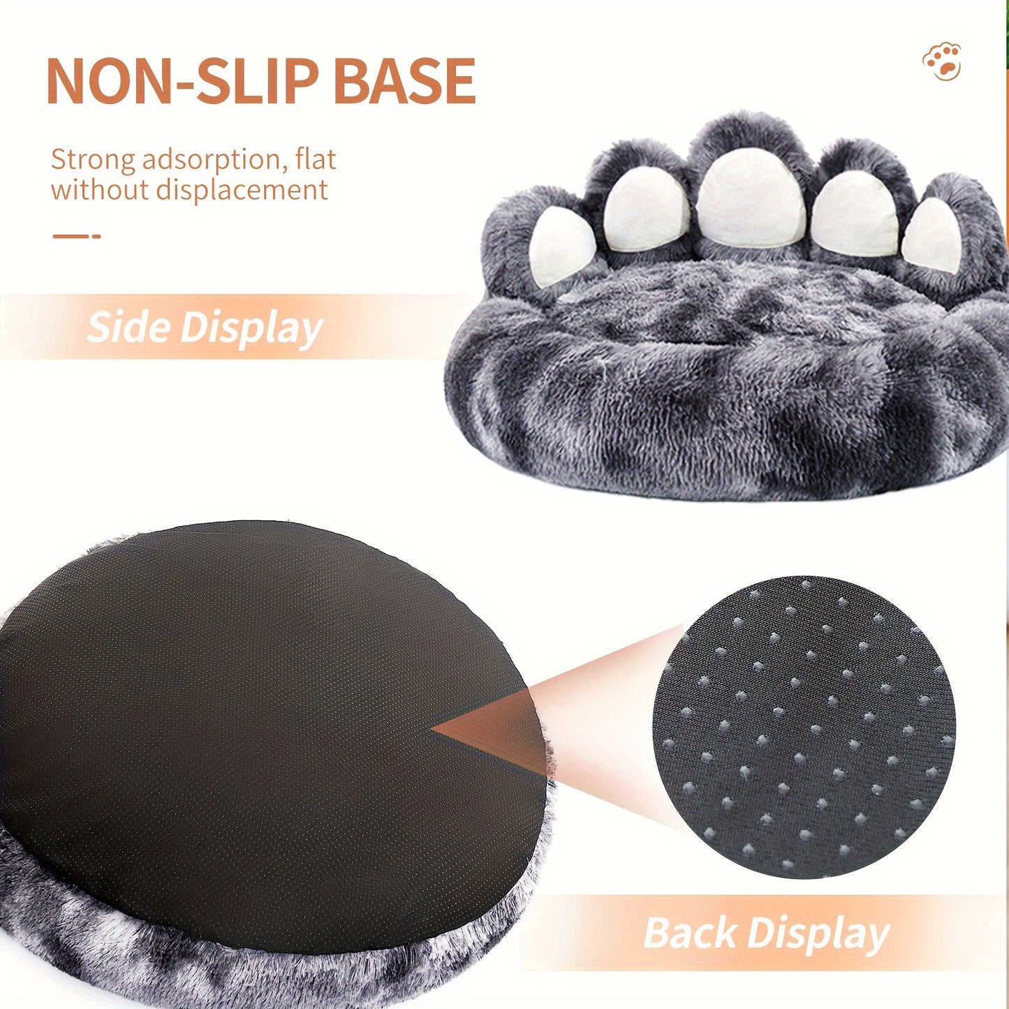 Deep Sleeping Plush Dog Bed in Paw Shape Calming Donut Design for Small Medium Dogs Faux Fur Cat Bed for Deep Sleeping Pet Sofa