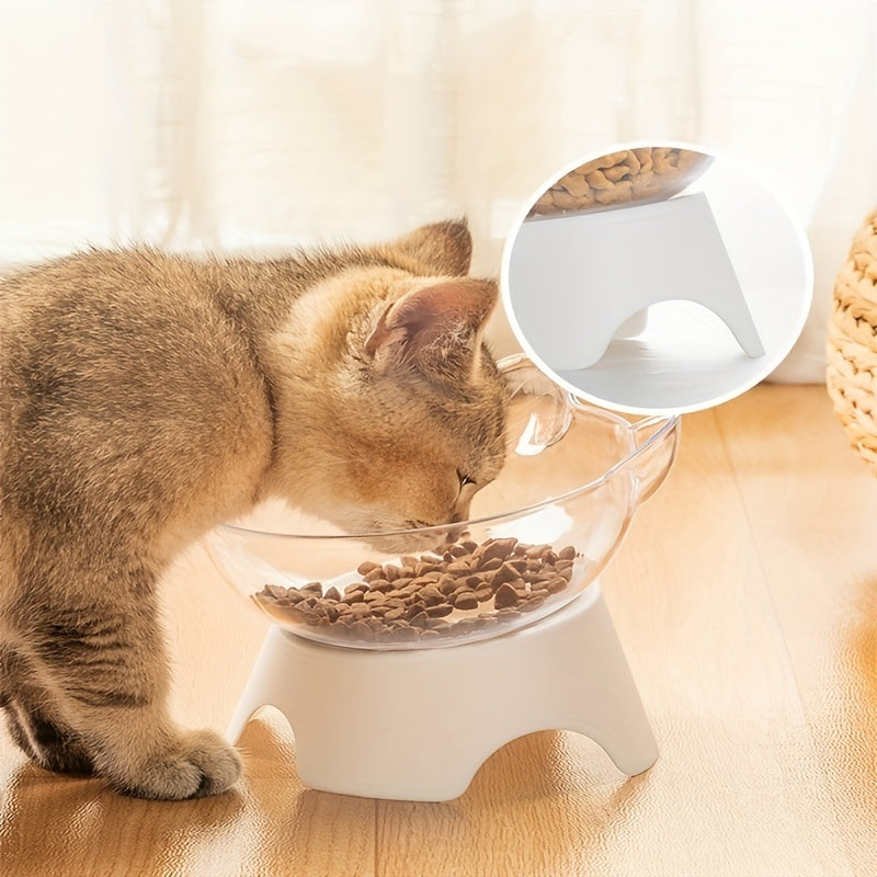 Transparent Elevated Pet Food and Water Bowl for Cervical Spine Protection and Comfort