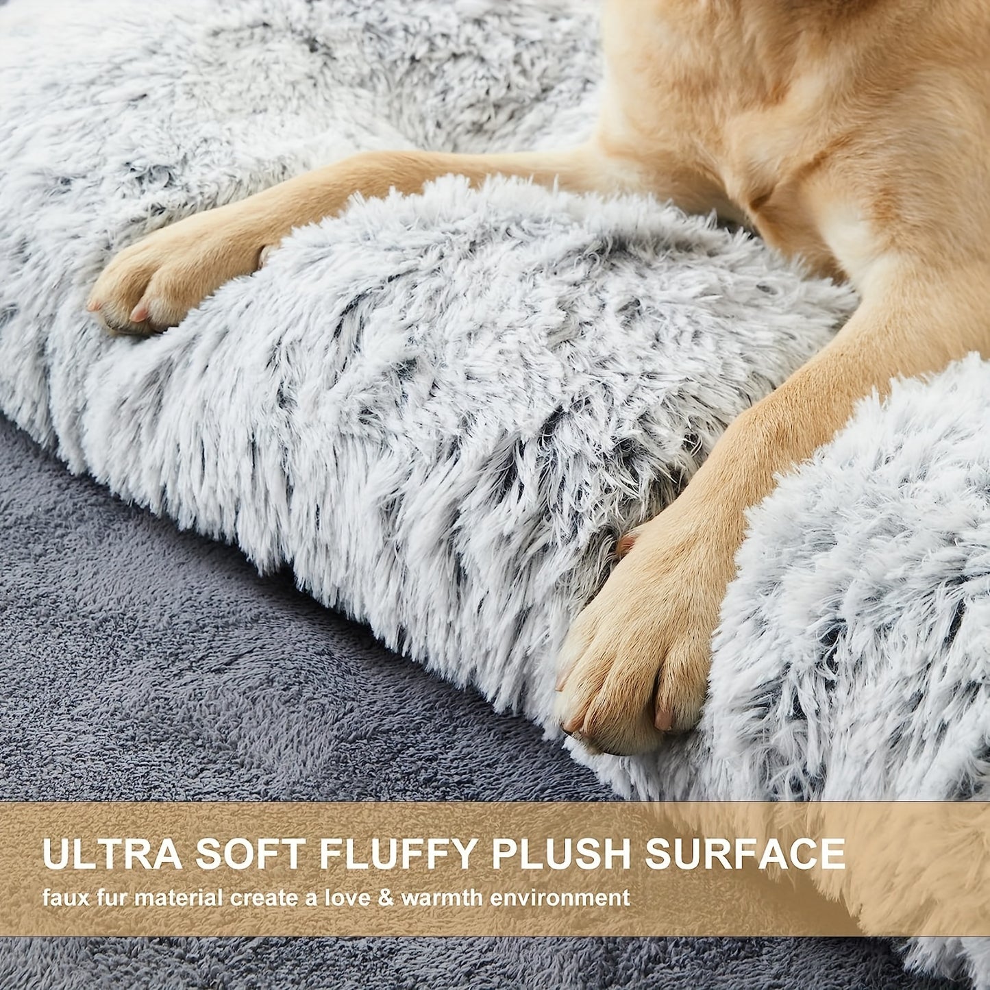 Plush Large Dog Bed for Comfortable Sleep and Anxiety Relief - Washable Kennel Mat with Non-Slip Bottom